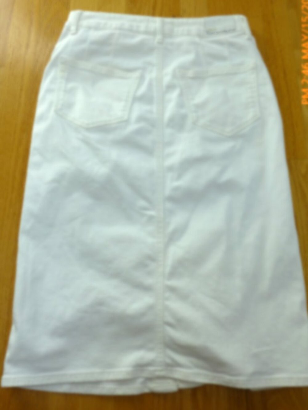 Paige Meadow Midi Utility Pockets Denim Skirt Womens 26 Tonal Ecru High Waist - Picture 2 of 10